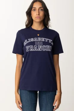 Elisabetta Franchi T-shirt In Jersey con Stampa CollegeNAVY