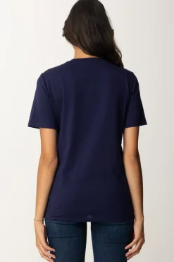 Elisabetta Franchi T-shirt In Jersey con Stampa CollegeNAVY