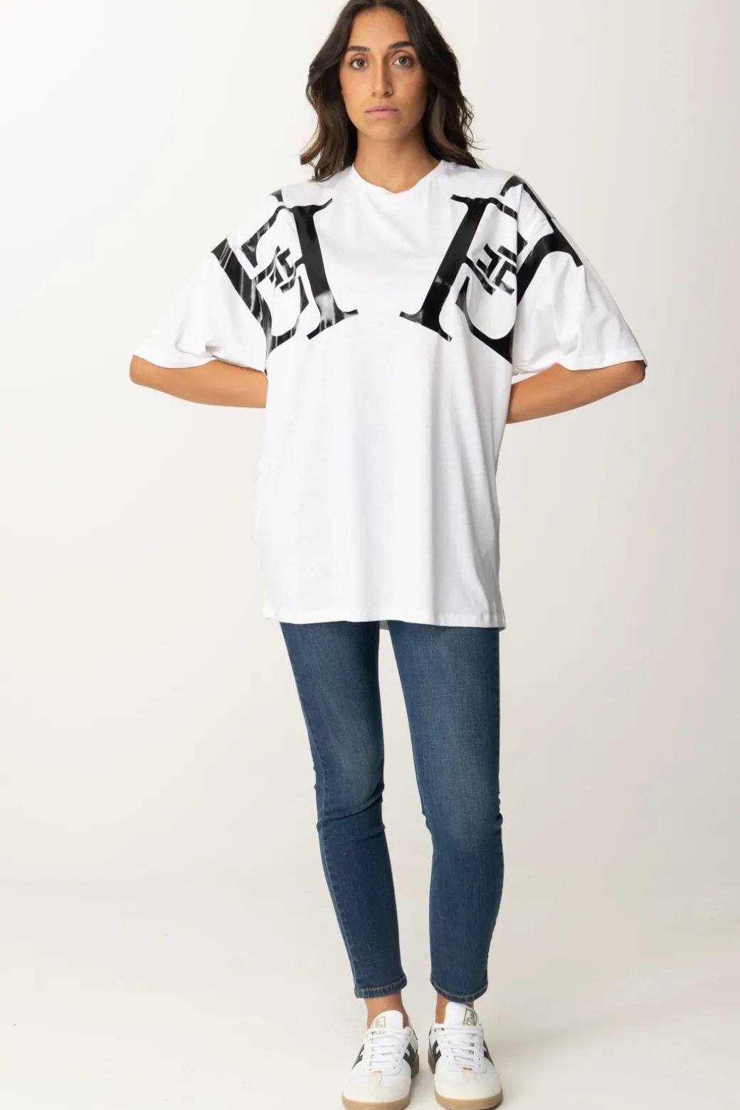 Elisabetta Franchi T-shirt Over con Maxi LogoGESSO