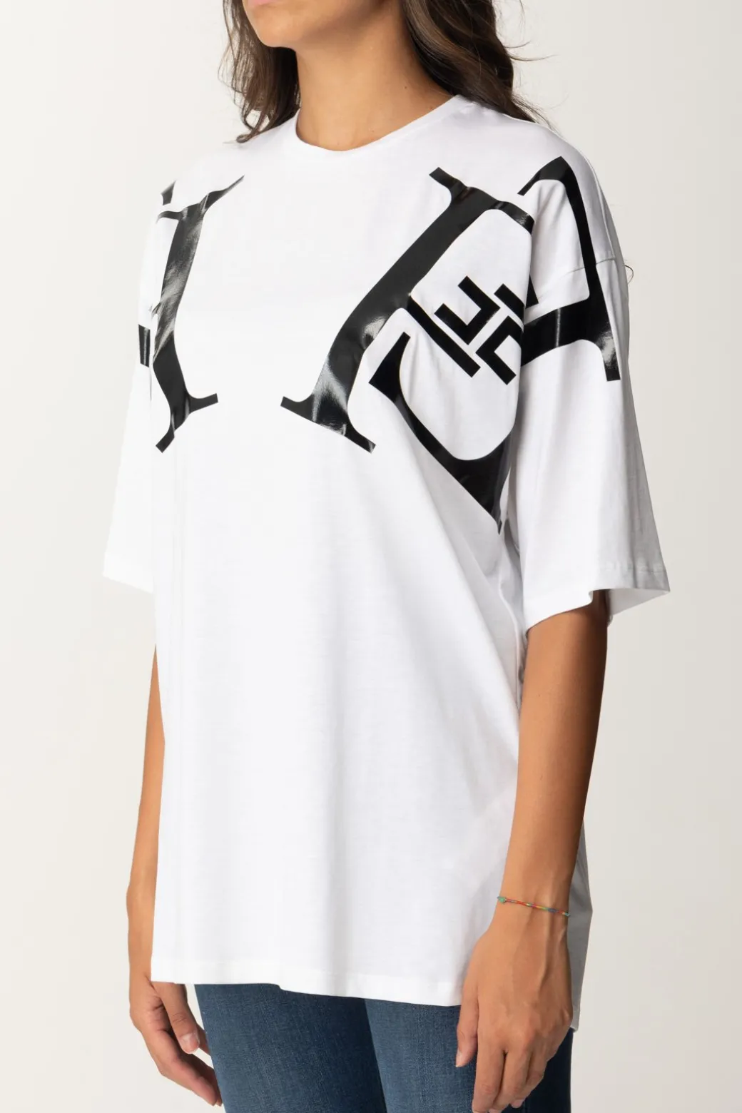 Elisabetta Franchi T-shirt Over con Maxi LogoGESSO