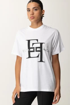 Elisabetta Franchi T-shirt con Maxi Stampa LogoGESSO/NERO