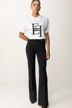Elisabetta Franchi T-shirt con Maxi Stampa LogoGESSO/NERO
