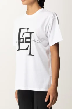 Elisabetta Franchi T-shirt con Maxi Stampa LogoGESSO/NERO