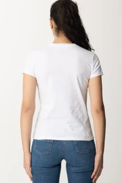 Elisabetta Franchi T-shirt con Piercing e CharmsGESSO