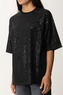 Elisabetta Franchi T-shirt Over con Stampa Logo LucidaNERO
