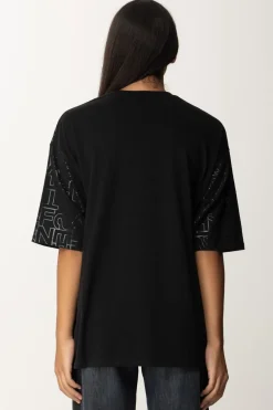 Elisabetta Franchi T-shirt Over con Stampa Logo LucidaNERO