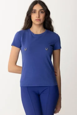 Elisabetta Franchi T-shirt con Piercing e CharmsBLUE INDACO