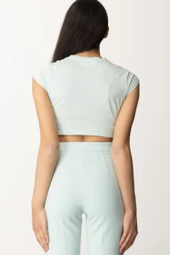 Elisabetta Franchi T-shirt Cropped con NodoACQUA