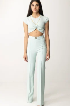 Elisabetta Franchi T-shirt Cropped con NodoACQUA