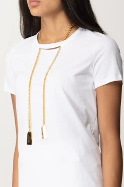 Elisabetta Franchi T-shirt In Jersey con CollanaGESSO