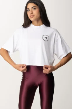 Elisabetta Franchi T-shirt Cropped con Stampa LogoGESSO