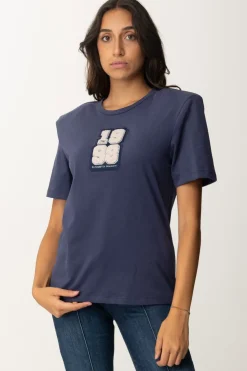 Elisabetta Franchi T-shirt con Patch 1998NAVY