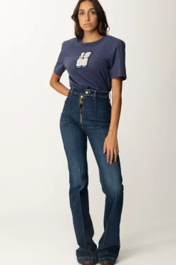 Elisabetta Franchi T-shirt con Patch 1998NAVY