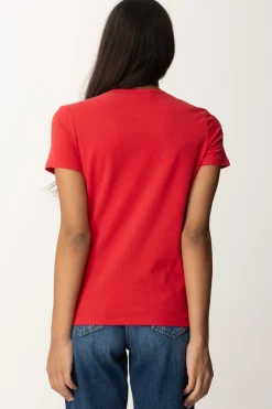Elisabetta Franchi T-shirt In Jersey con CollanaRED PASSION