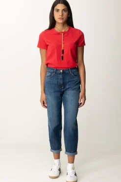 Elisabetta Franchi T-shirt In Jersey con CollanaRED PASSION