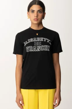Elisabetta Franchi T-shirt In Jersey con Stampa CollegeNERO