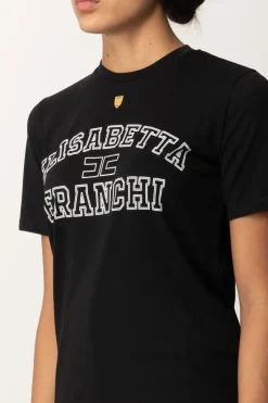 Elisabetta Franchi T-shirt In Jersey con Stampa CollegeNERO