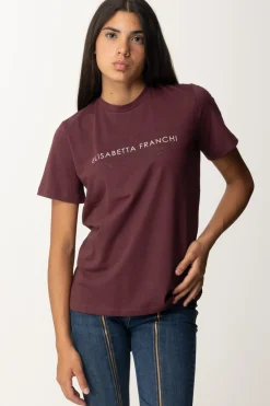 Elisabetta Franchi T-shirt con Logo In StrassROUGE NOIR