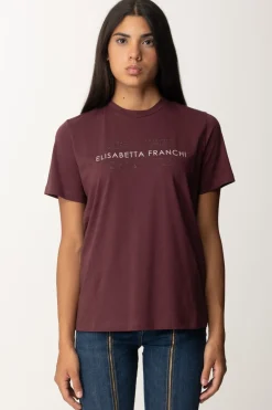 Elisabetta Franchi T-shirt con Logo In StrassROUGE NOIR