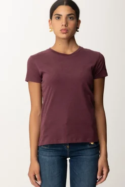 Elisabetta Franchi T-shirt con Ricamo Logo Sulla ManicaROUGE NOIR