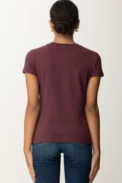 Elisabetta Franchi T-shirt con Ricamo Logo Sulla ManicaROUGE NOIR