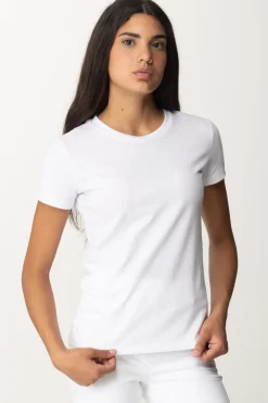 Elisabetta Franchi T-shirt con Ricamo Logo Sulla ManicaGESSO