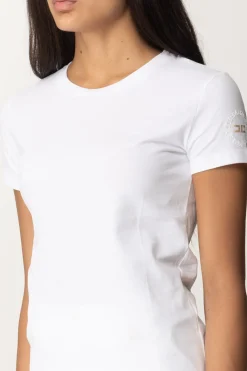 Elisabetta Franchi T-shirt con Ricamo Logo Sulla ManicaGESSO
