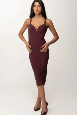 Elisabetta Franchi Tubino Stretch Taglio Coppe e CharmROUGE NOIR