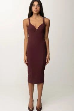 Elisabetta Franchi Tubino Stretch Taglio Coppe e CharmROUGE NOIR