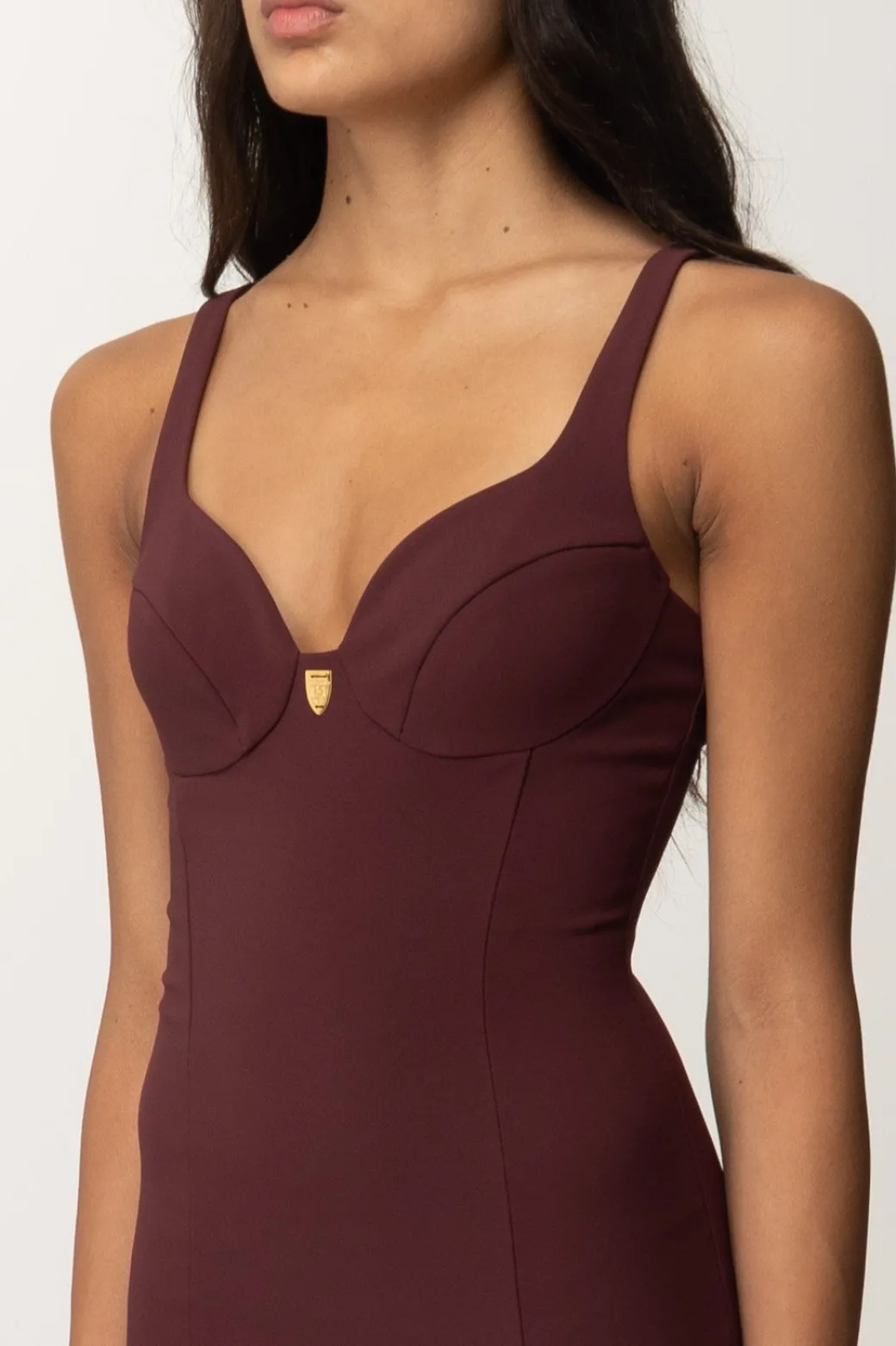 Elisabetta Franchi Tubino Stretch Taglio Coppe e CharmROUGE NOIR