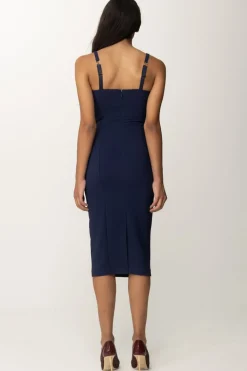 Elisabetta Franchi Tubino Stretch Taglio Coppe e CharmNAVY