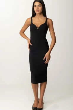 Elisabetta Franchi Tubino Stretch Taglio Coppe e CharmNERO