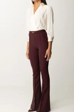 Elisabetta Franchi Tuta con Camicia e Pantalone SvasatoBURRO/ROUGE NOIR