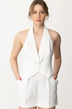 Elisabetta Franchi Tuta Corta In Crêpe con GiletAVORIO