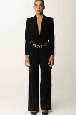 Elisabetta Franchi Tuta Cargo con Cintura CharmsNERO