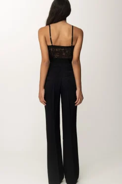 Elisabetta Franchi Tuta con Bustier e Palazzo In Tulle JaquardNERO