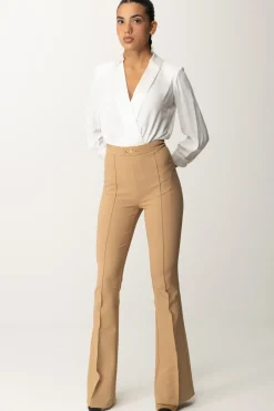 Elisabetta Franchi Tuta con Camicia e Pantalone SvasatoAVORIO/CAMEL
