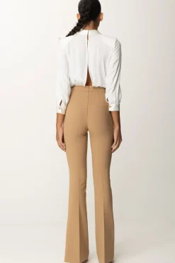 Elisabetta Franchi Tuta con Camicia e Pantalone SvasatoAVORIO/CAMEL