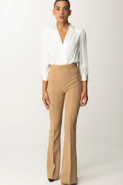 Elisabetta Franchi Tuta con Camicia e Pantalone SvasatoAVORIO/CAMEL