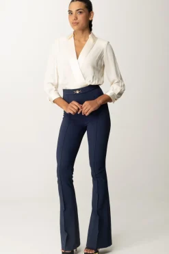 Elisabetta Franchi Tuta con Camicia e Pantalone SvasatoBURRO/NAVY
