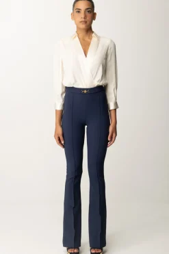 Elisabetta Franchi Tuta con Camicia e Pantalone SvasatoBURRO/NAVY