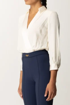 Elisabetta Franchi Tuta con Camicia e Pantalone SvasatoBURRO/NAVY
