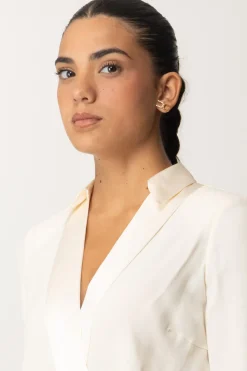 Elisabetta Franchi Tuta con Camicia e Pantalone SvasatoBURRO/NAVY