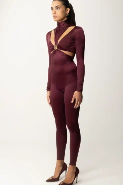 Elisabetta Franchi Tuta In Lycra con Motivo Cut-out e LogoROUGE NOIR