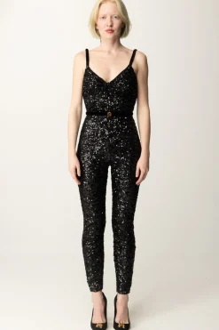 Elisabetta Franchi Tuta In Paillettes con CinturaNERO