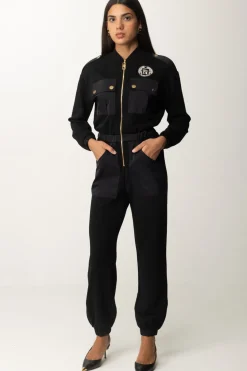 Elisabetta Franchi Tuta In Felpa con Tasconi In NylonNERO