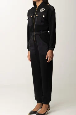Elisabetta Franchi Tuta In Felpa con Tasconi In NylonNERO
