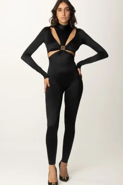 Elisabetta Franchi Tuta In Lycra con Motivo Cut-out e LogoNERO