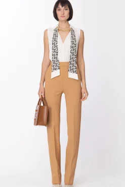 Elisabetta Franchi Tuta Lunga con Foulard e CatenaBURRO/CARAMELLO