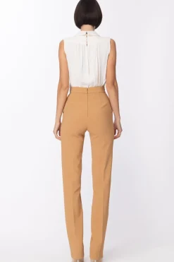 Elisabetta Franchi Tuta Lunga con Foulard e CatenaBURRO/CARAMELLO